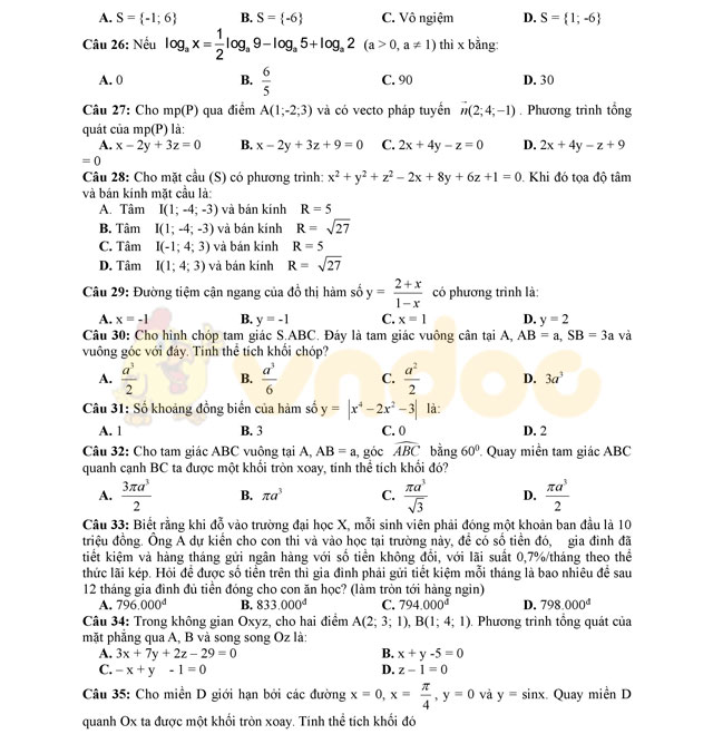 Đề thi thử THPT Quốc gia năm 2017 môn Toán