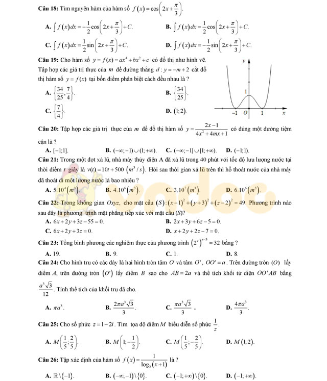 Đề thi thử THPT Quốc gia 2017 môn Toán