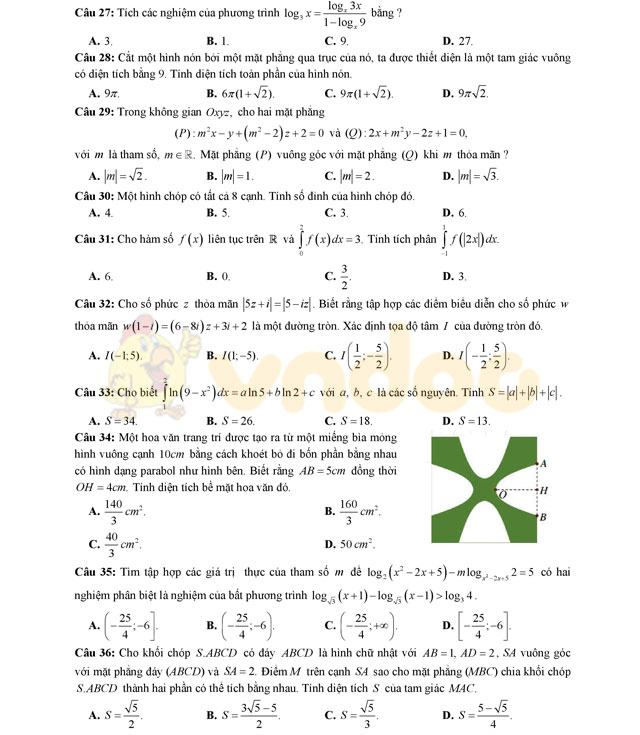 Đề thi thử THPT Quốc gia 2017 môn Toán
