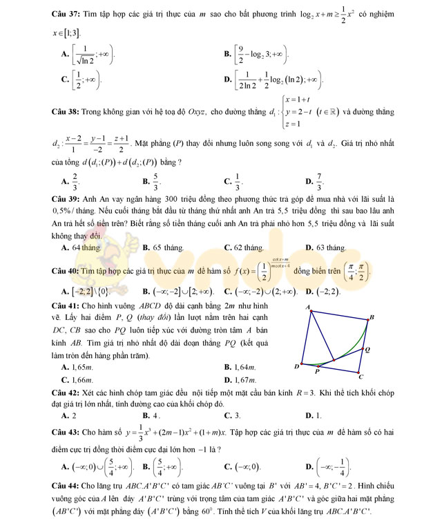Đề thi thử THPT Quốc gia 2017 môn Toán