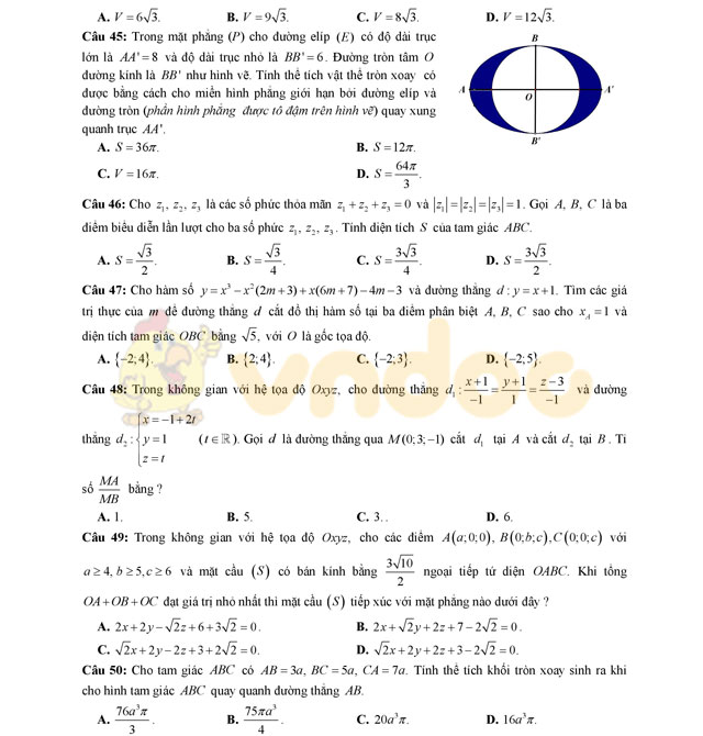Đề thi thử THPT Quốc gia 2017 môn Toán