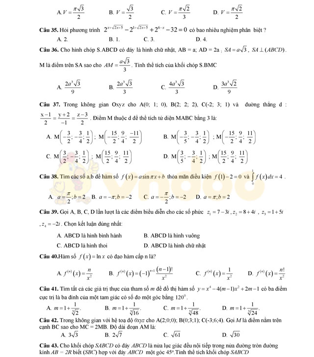 Đề thi thử THPT Quốc gia năm 2017 môn Toán Đề thi thử THPT Quốc gia năm 2017 môn Toán