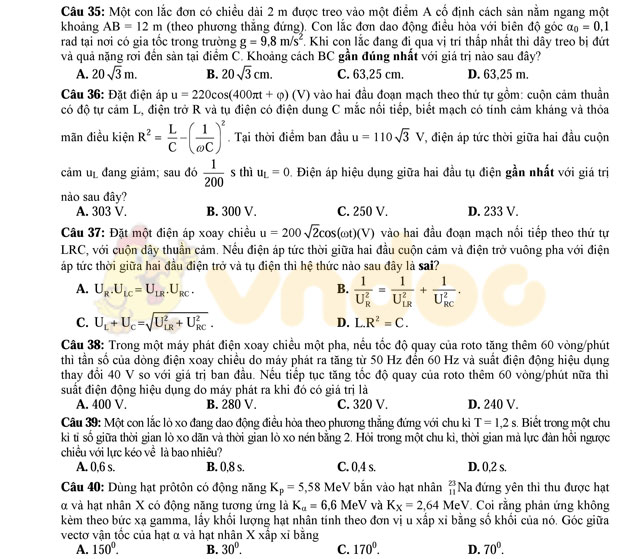 Đề thi thử THPT Quốc gia 2017 môn Vật lý Đề thi thử THPT Quốc gia 2017 môn Vật lý