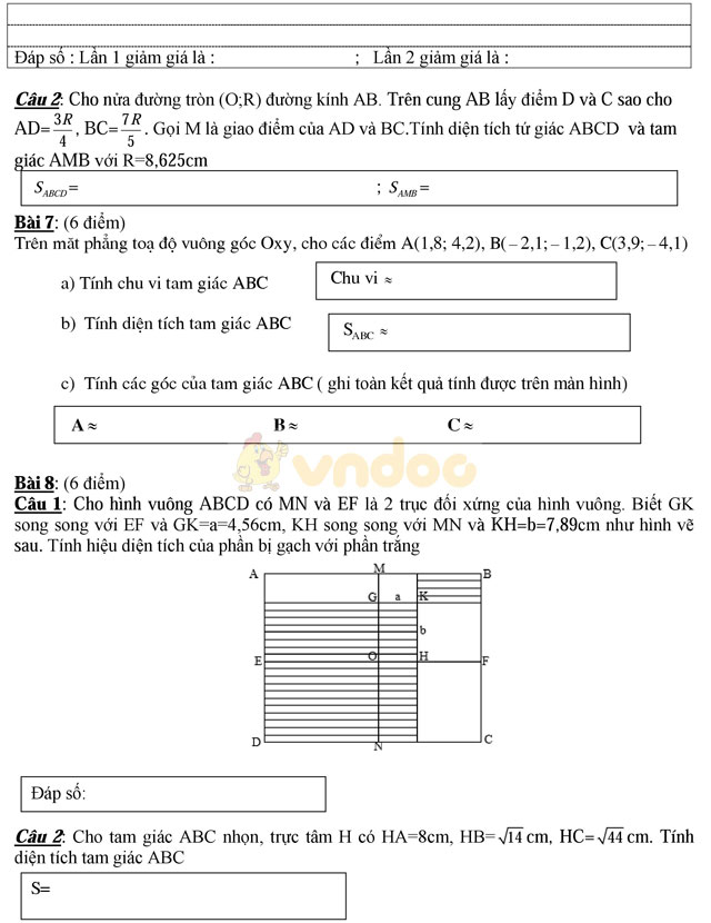 Đề thi học sinh giỏi giải toán trên máy tính cầm tay lớp 9 có đáp án