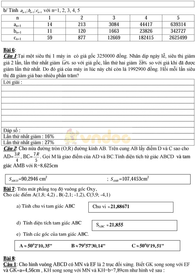 Đề thi học sinh giỏi giải toán trên máy tính cầm tay lớp 9 có đáp án