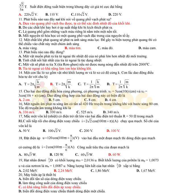 Đề thi thử THPT Quốc gia 2017 môn Vật lý Đề thi thử THPT Quốc gia 2017 môn Vật lý