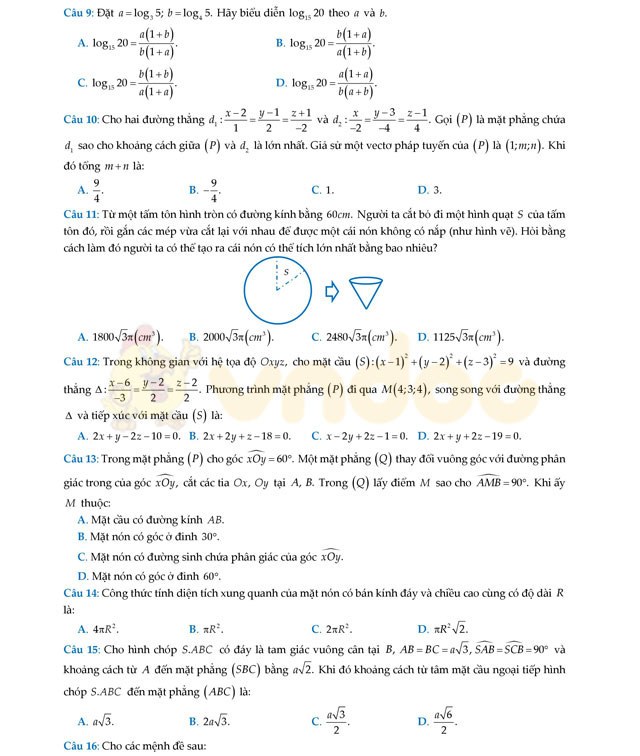 Đề thi thử THPT Quốc gia 2017 môn Toán