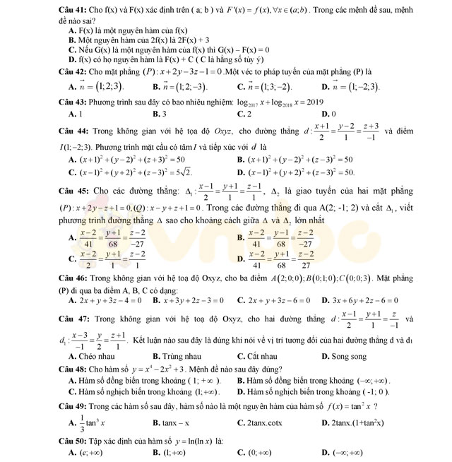 Đề thi thử THPT Quốc gia 2017 môn Toán