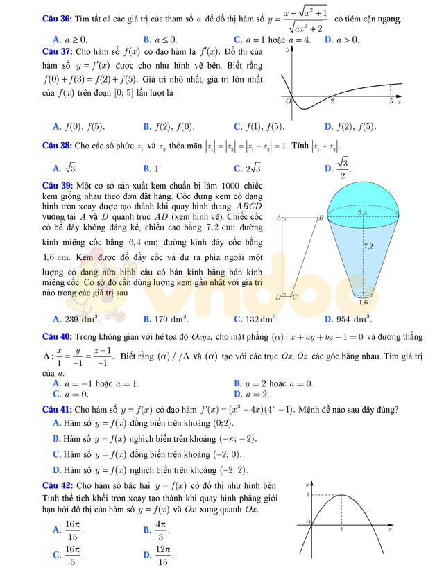 Đề thi thử THPT Quốc gia năm 2017 môn Toán