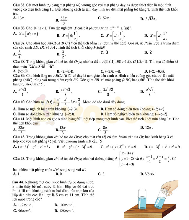 Đề thi thử THPT Quốc gia năm 2017 môn Toán