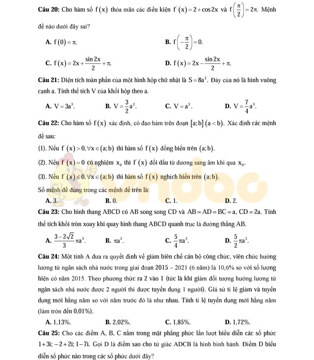 Đề thi thử THPT Quốc gia 2017 môn Toán