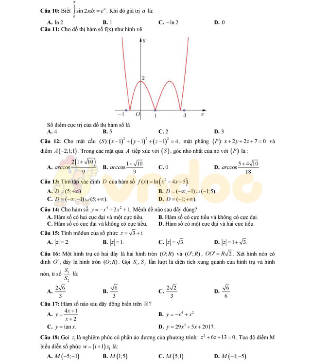 Đề thi thử THPT Quốc gia năm 2017 môn Toán