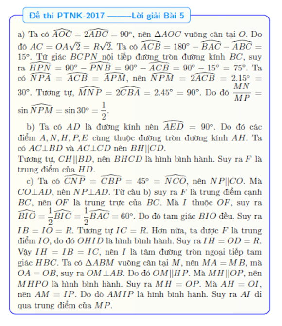 Đề thi vào lớp 10 môn Toán trường THPT Năng khiếu - Đại học Quốc gia TP HCM năm học 2017 - 2018 (Không chuyên) Đề thi tuyển sinh vào lớp 10 môn toán năm 2017