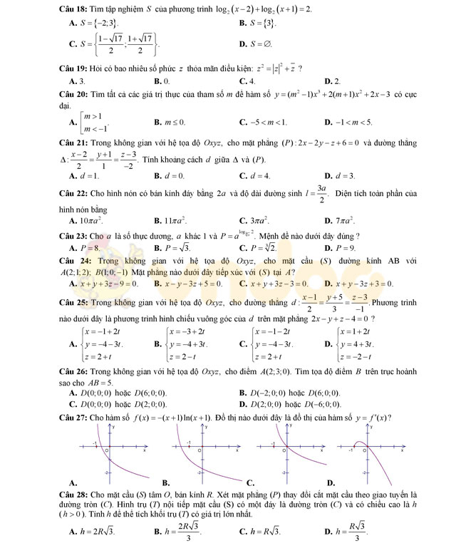 Đề thi thử THPT Quốc gia năm 2017 môn Toán 