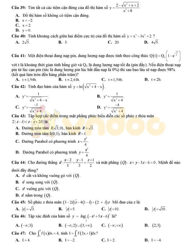 Đề thi thử THPT Quốc gia năm 2017 môn Toán
