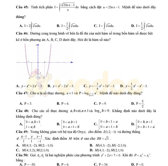 Đề thi thử THPT Quốc gia năm 2017 môn Toán