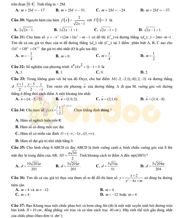 Đề thi thử THPT Quốc gia năm 2017 môn Toán Đề thi thử THPT Quốc gia năm 2017 môn Toán