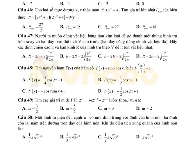 Đề thi thử THPT Quốc gia năm 2017 môn Toán