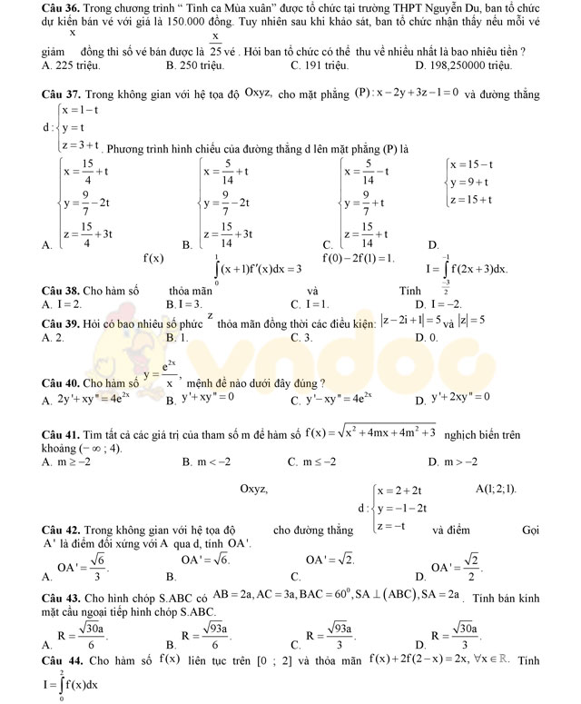 Đề thi thử THPT Quốc gia năm 2017 môn Toán Đề thi thử THPT Quốc gia năm 2017 môn Toán