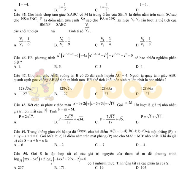 Đề thi thử THPT Quốc gia năm 2017 môn Toán Đề thi thử THPT Quốc gia năm 2017 môn Toán