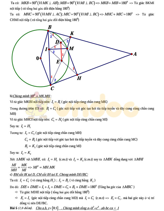 Đáp án đề thi vào lớp 10 môn Toán Đáp án đề thi vào lớp 10 môn Toán