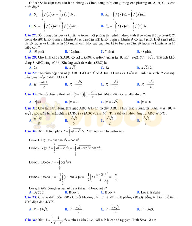 Đề thi thử THPT Quốc gia năm 2017 môn Toán