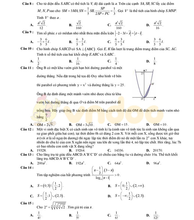 Đề thi thử THPT Quốc gia năm 2017 môn Toán