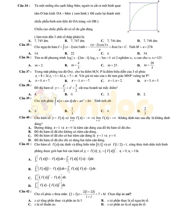 Đề thi thử THPT Quốc gia năm 2017 môn Toán