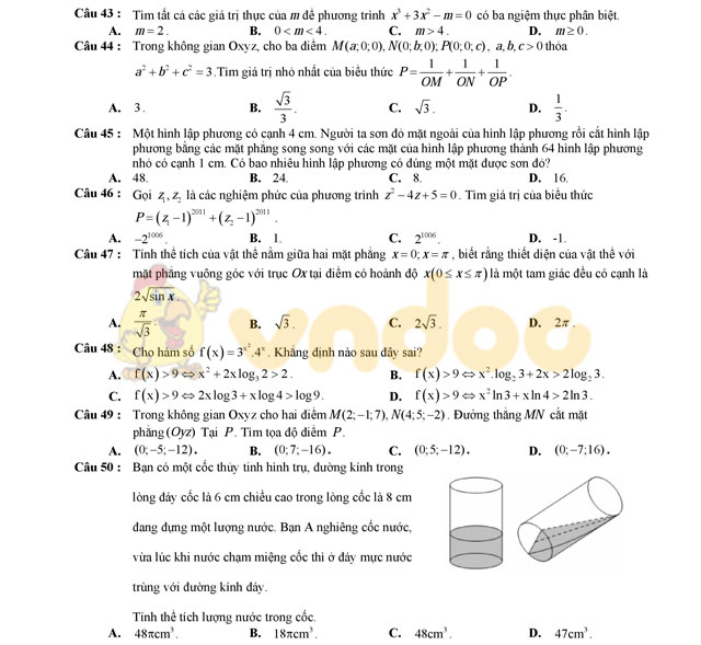 Đề thi thử THPT Quốc gia năm 2017 môn Toán