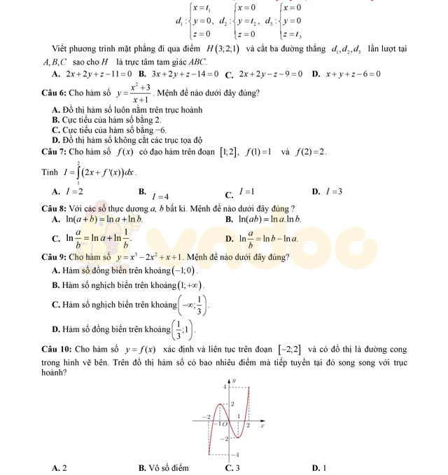 Đề thi thử THPT Quốc gia năm 2017 môn Toán