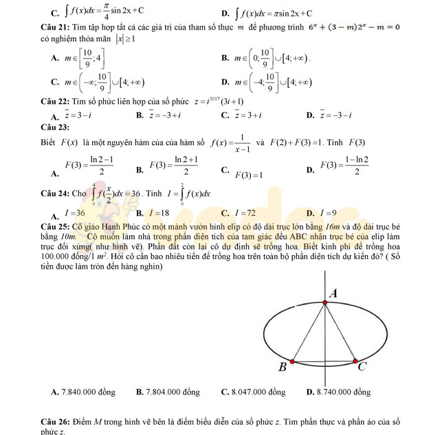 Đề thi thử THPT Quốc gia năm 2017 môn Toán