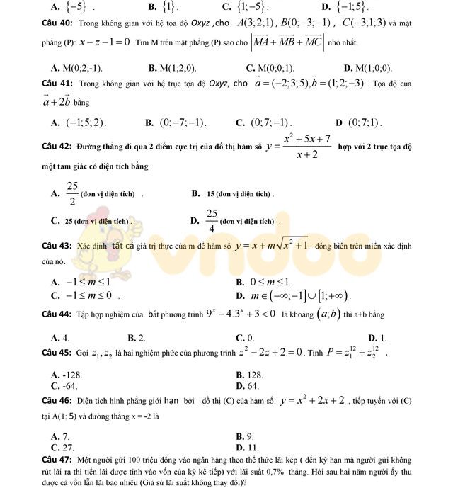Đề thi thử THPT Quốc gia năm 2017 môn Toán