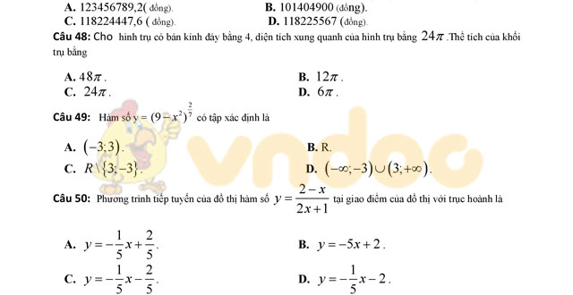 Đề thi thử THPT Quốc gia năm 2017 môn Toán