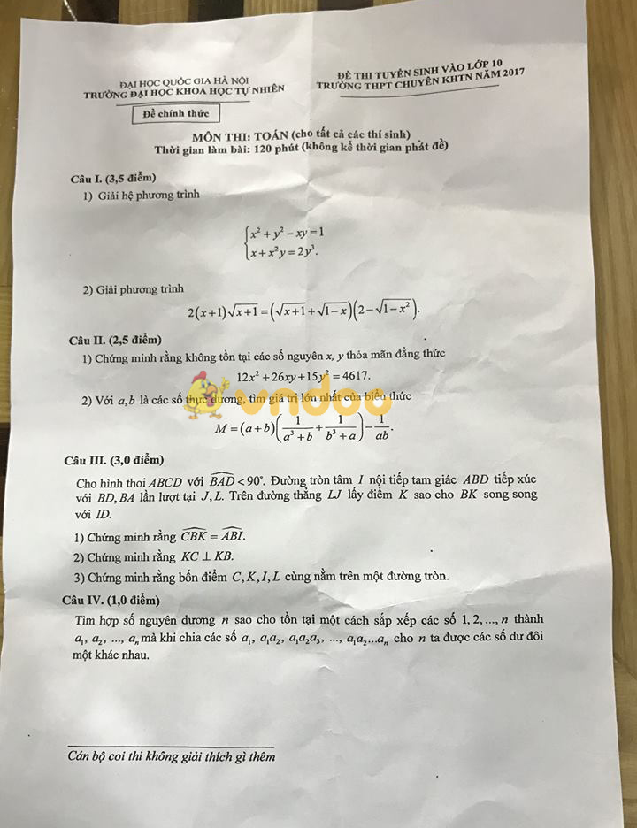 Đề thi tuyển sinh vào lớp 10 môn Toán Đề thi tuyển sinh vào lớp 10 môn Toán