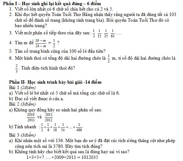 Bộ đề thi học sinh giỏi môn Toán cấp huyện