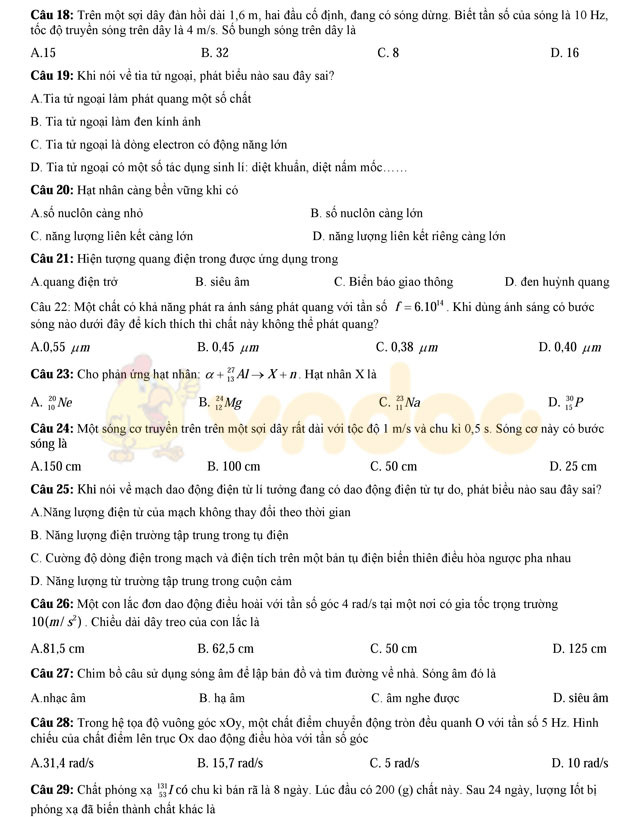 Đề thi thử THPT Quốc gia năm 2017 môn Vật lý