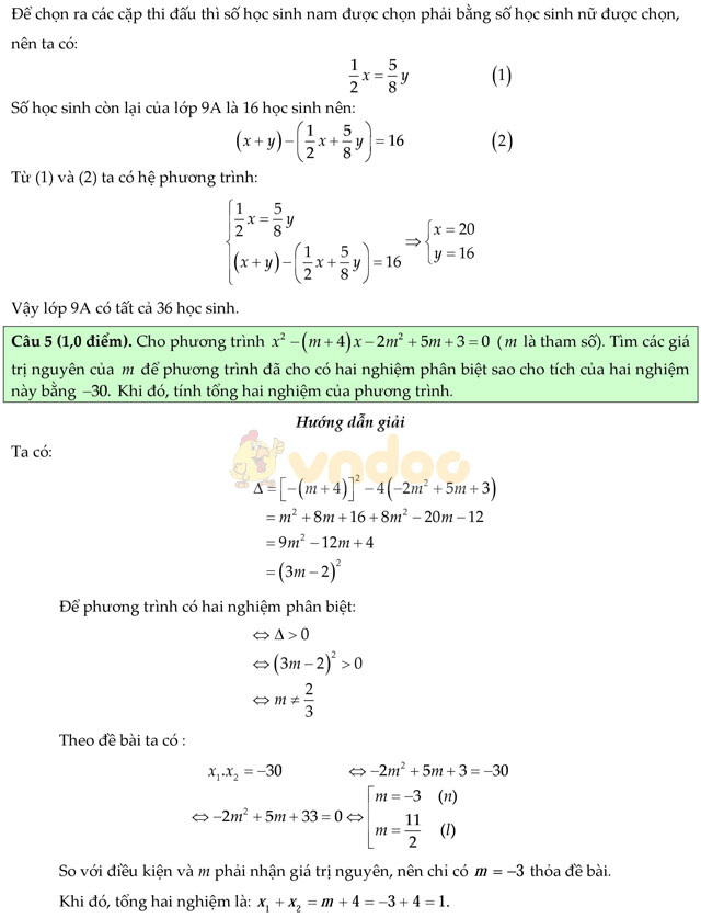 Đề thi vào lớp 10 môn Toán có đáp án