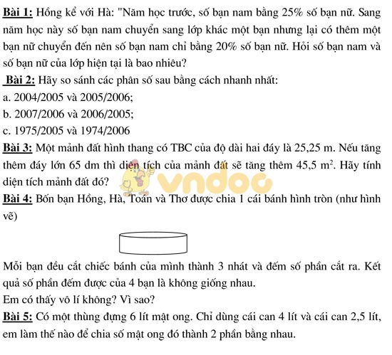 Đề thi Olympic Toán tuổi thơ lớp 5