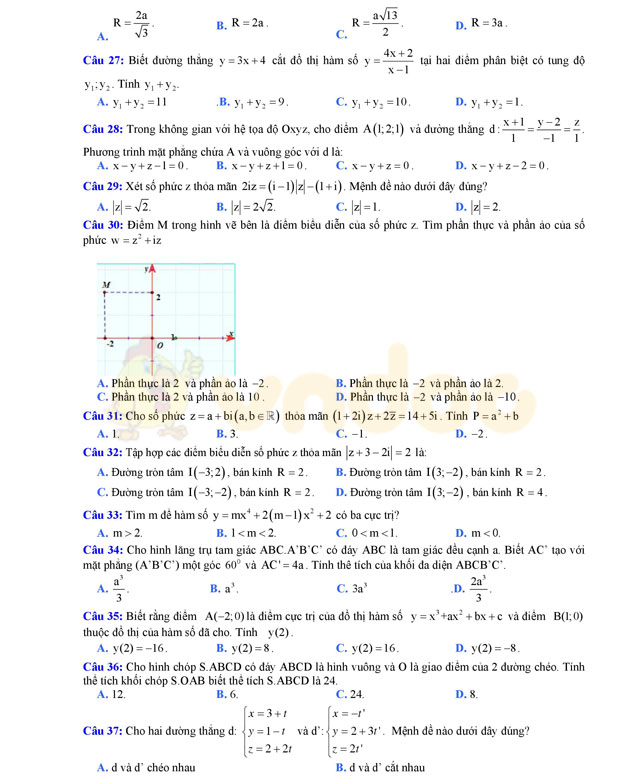 Đề thi thử THPT Quốc gia năm 2017 môn Toán