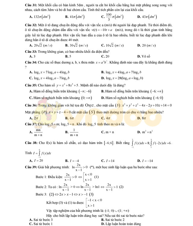 Đề thi thử THPT Quốc gia năm 2017 môn Toán 