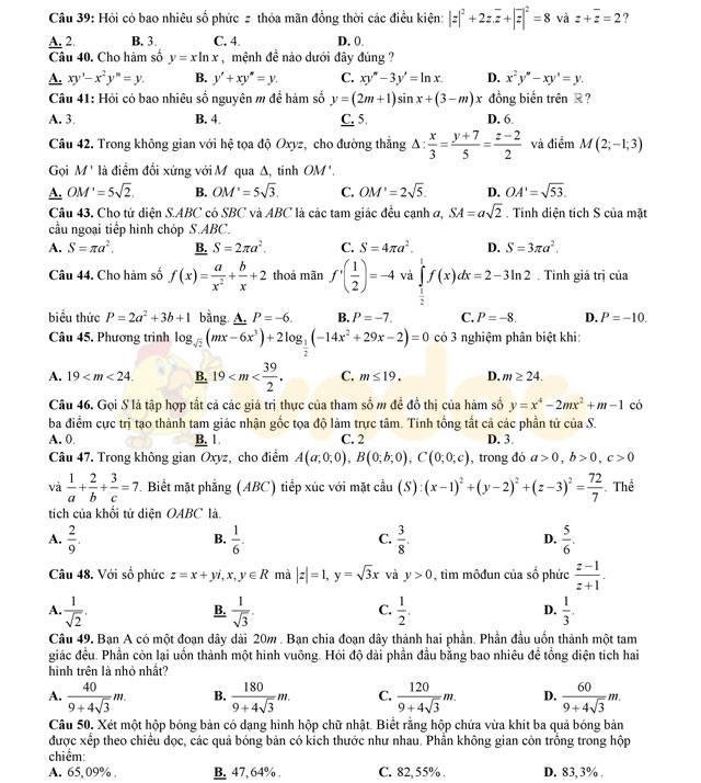 Đề thi thử THPT Quốc gia năm 2017 môn Toán