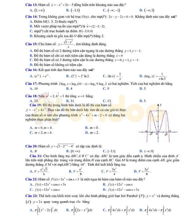 Đề thi thử THPT Quốc gia năm 2017 môn Toán