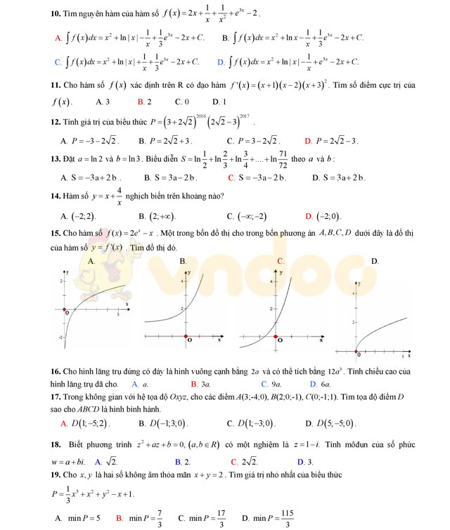 Đề thi thử THPT Quốc gia năm 2017 môn Toán Đề thi thử THPT Quốc gia năm 2017 môn Toán