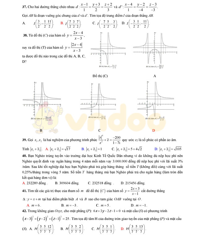 Đề thi thử THPT Quốc gia năm 2017 môn Toán Đề thi thử THPT Quốc gia năm 2017 môn Toán