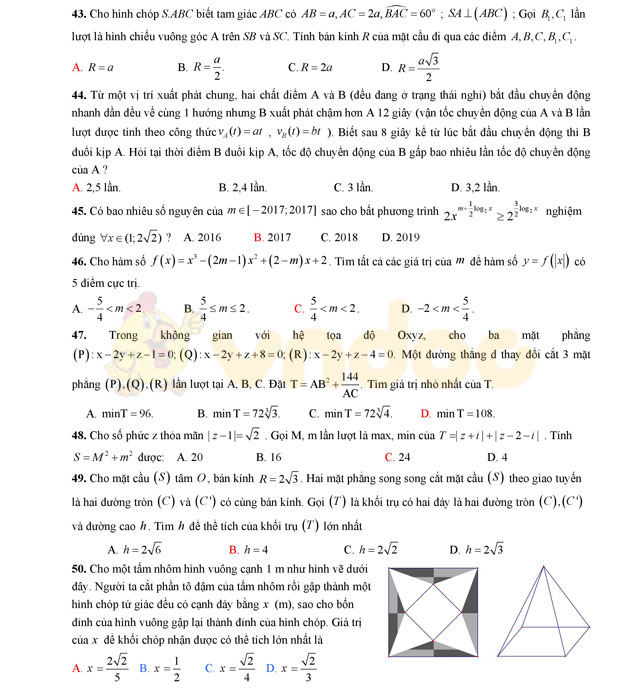 Đề thi thử THPT Quốc gia năm 2017 môn Toán Đề thi thử THPT Quốc gia năm 2017 môn Toán