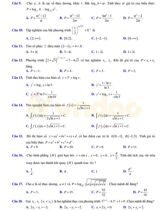 Đề thi thử THPT Quốc gia năm 2017 môn Toán