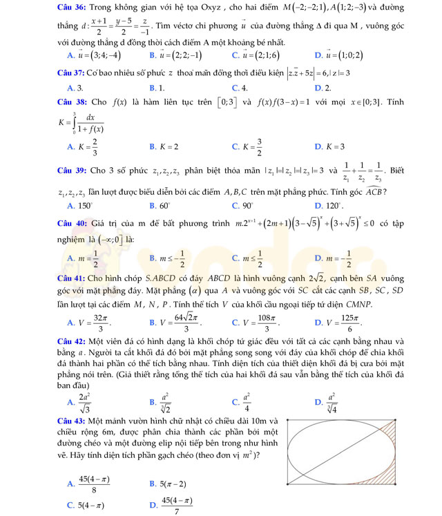 Đề thi thử THPT Quốc gia năm 2017 môn Toán