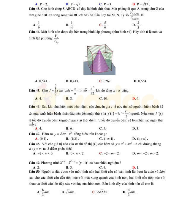 Đề thi thử THPT Quốc gia năm 2017 môn Toán 