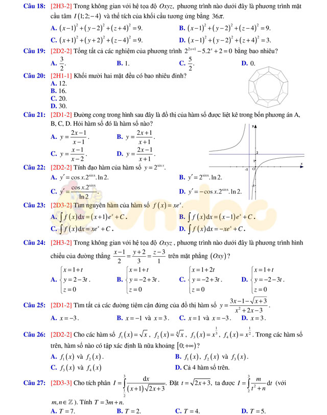 Đề thi thử THPT Quốc gia năm 2017 môn Toán