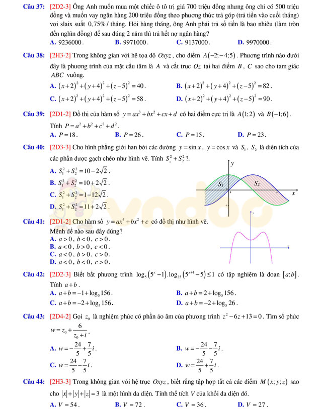 Đề thi thử THPT Quốc gia năm 2017 môn Toán